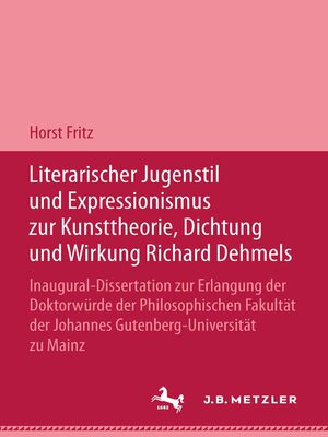 cover image of Literarischer Jugendstil und Expressionismus zur Kunsttheorie, Dichtung und Wirkung Richard Dehmels